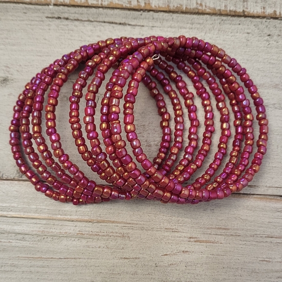 Handmade boho style seed bead memory wire wrap bracelet,beaded bracelet - Picture 5 of 6